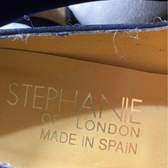 Stephanie of London Wm’s Sz 6.5 Blue 3 Inch Spool Heel Satin Pump Shoes - Picture 6 of 7